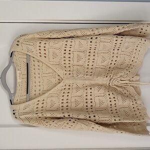 Listicle Open-Weave Knit Cropped Sweater